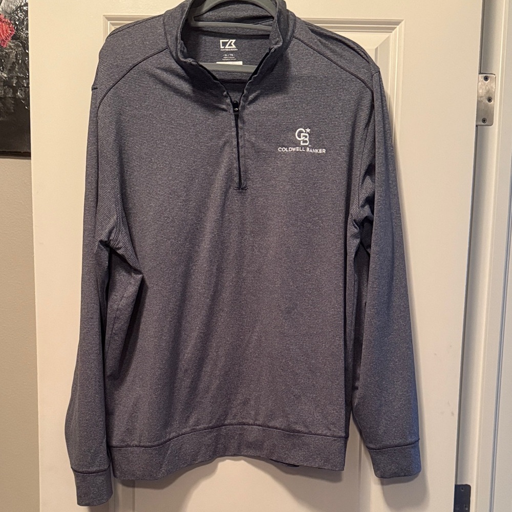 Cutter & Buck Heathered 1/4 zip Coldwell Banker logo